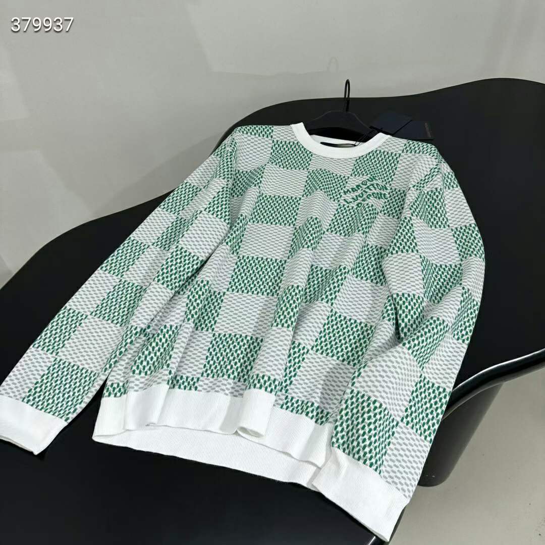 Louis Vuitton LV Women Damier Cotton Sweatshirt Classic Fit Green 1AFJHG