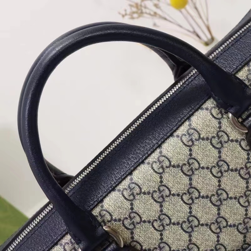Gucci Unisex Business Case Interlocking G Blue Beige GG Supreme Canvas