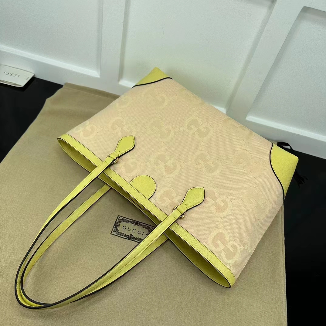 Gucci Unisex Ophidia Jumbo GG Medium Tote Beige Banana Double G