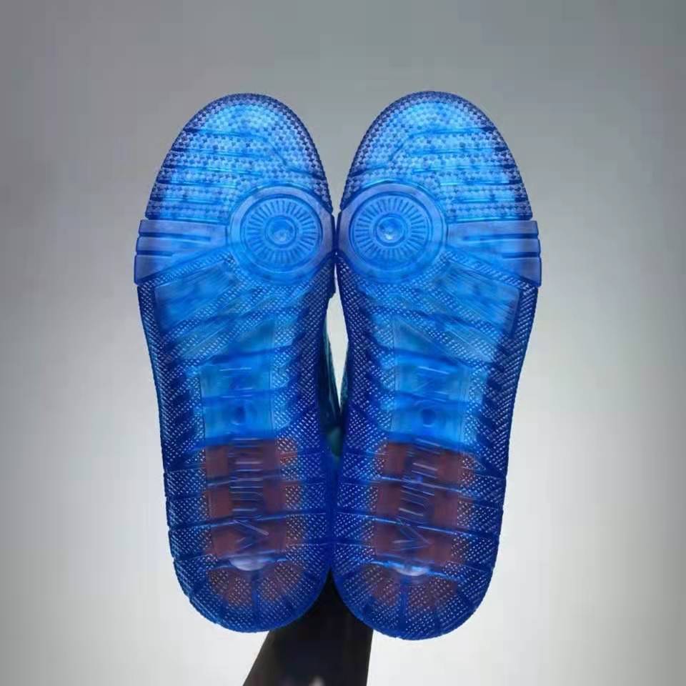 Louis Vuitton LV Unisex LV Trainer Sneaker Blue Rubber Monogram Mix of Materials