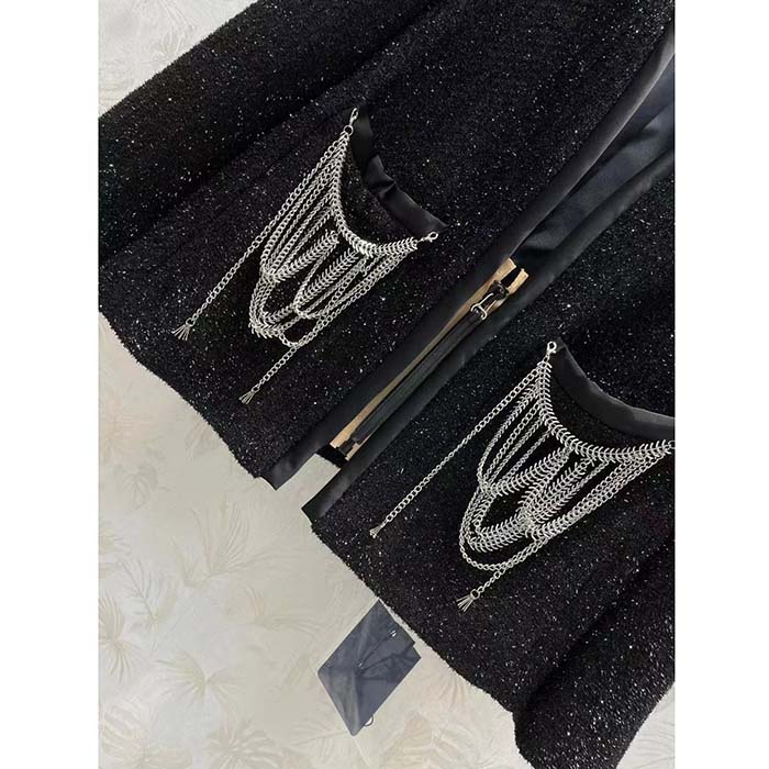 Louis Vuitton LV Women Scuba Trim Tweed Jacket Wool Black Regular Fit