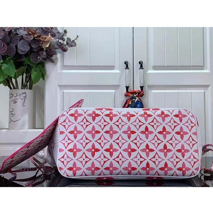 Louis Vuitton LV Unisex Neverfull MM Pink Monogram Coated Canvas Textile Lining
