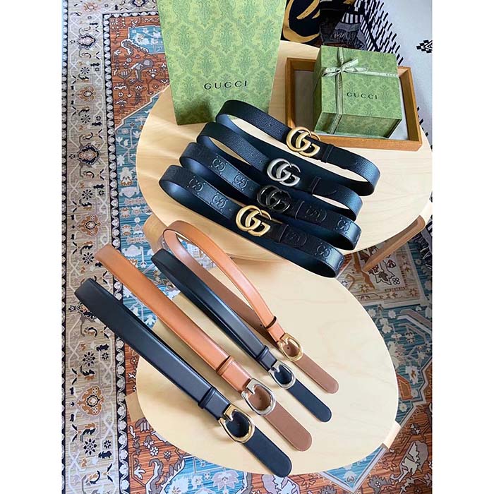 Gucci Unisex GG Wide Leather Belt Double G Buckle 3.8 CM Width Black Metal-Free Tanned