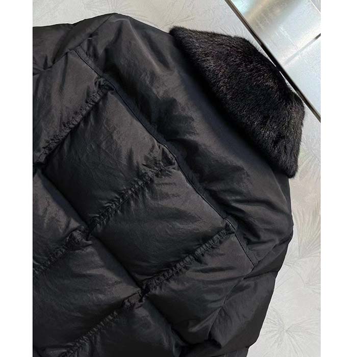 Louis Vuitton Women LV SKI Crinkled Nylon Peplum Puffer Jacket Polyamide Black