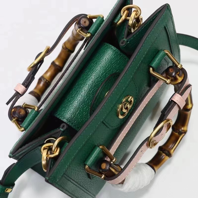 Gucci GG Women Gucci Diana Mini Tote Bag Green Leather Double G
