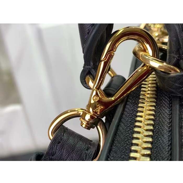 Louis Vuitton LV Women Lock It MM Black Taurillon Leather Smooth Calfskin Calf Leather