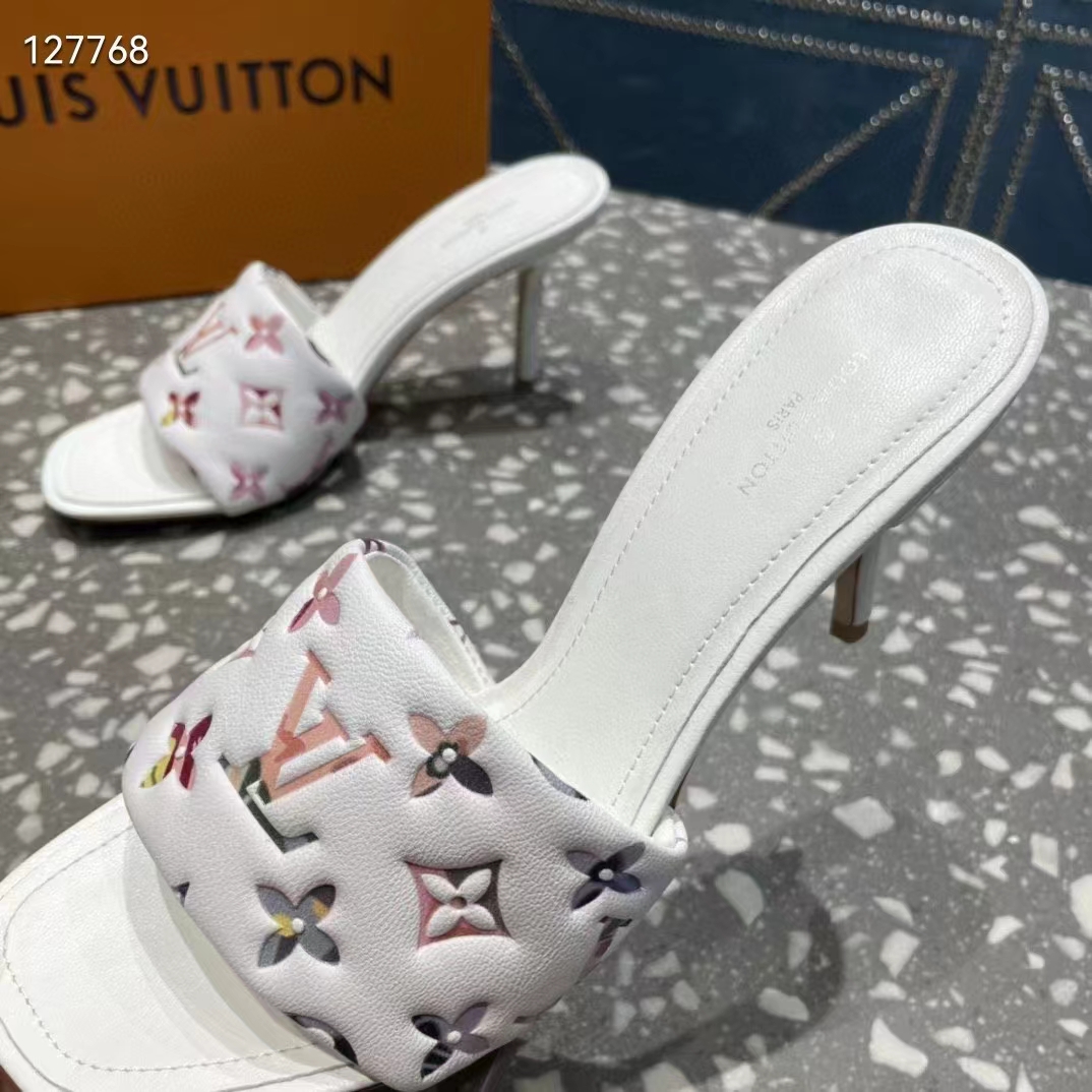 Louis Vuitton LV Women Revival Mule White Monogram-Embossed Lambskin 9.5 cm Heel