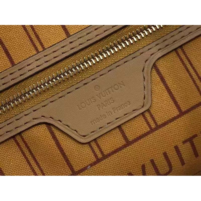 Louis Vuitton LV Women Neverfull MM Tote Bag Damier Azur Coated Canvas