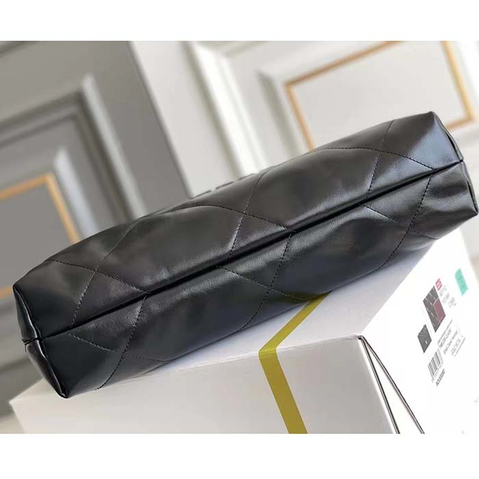 Chanel Women 22 Handbag Black Calfskin Black-Tone Metal