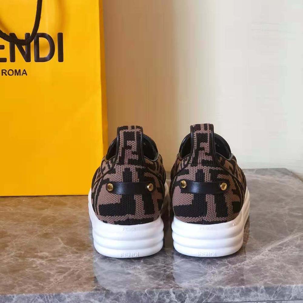 Fendi Women Rise Brown Fabric Slip Ons