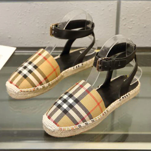 Classic Plaid Cotton Hemp Braided Sandals 1025051311