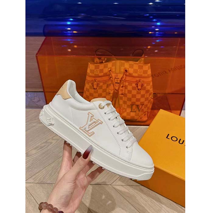 Louis Vuitton Unisex LV Time Out Sneaker Natural Calf Leather Rubber Outsole