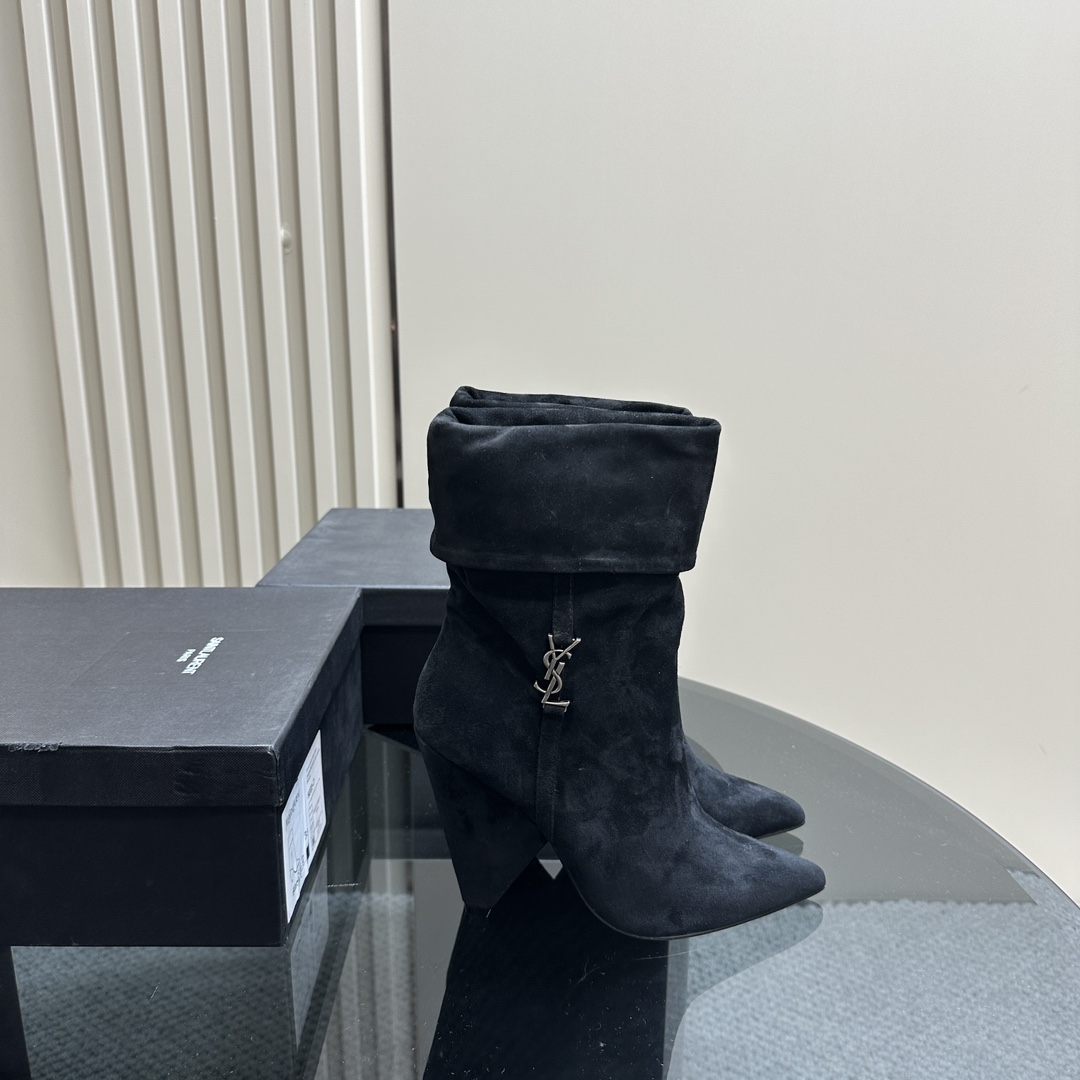 Y New Side Zipper High Heel Ankle Boots 0424111501