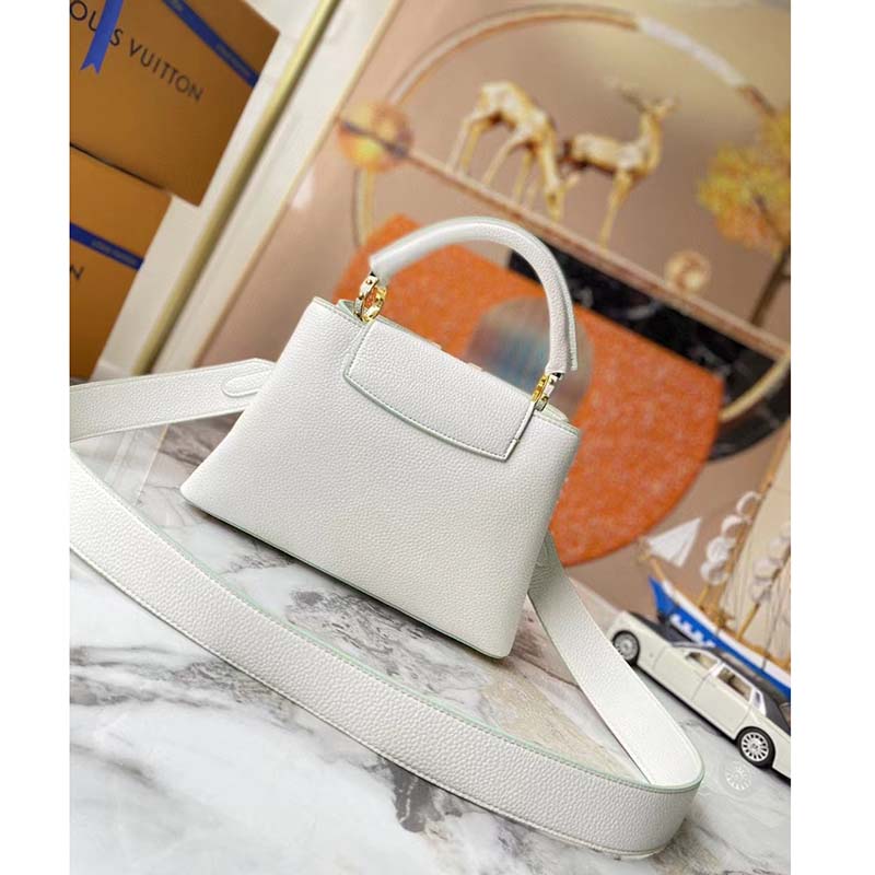 Louis Vuitton LV Women Capucines BB Jade White Taurillon Cowhide Leather