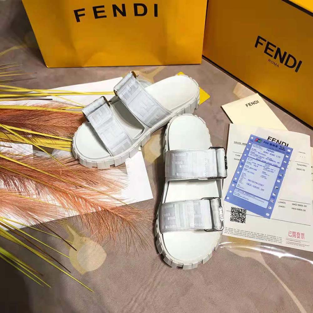 Fendi Women Sandals White Fabric Sandals