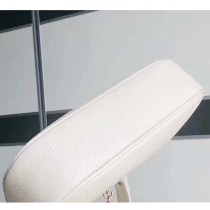 Gucci Women GG Aphrodite Small Shoulder Bag White Soft Leather Double G