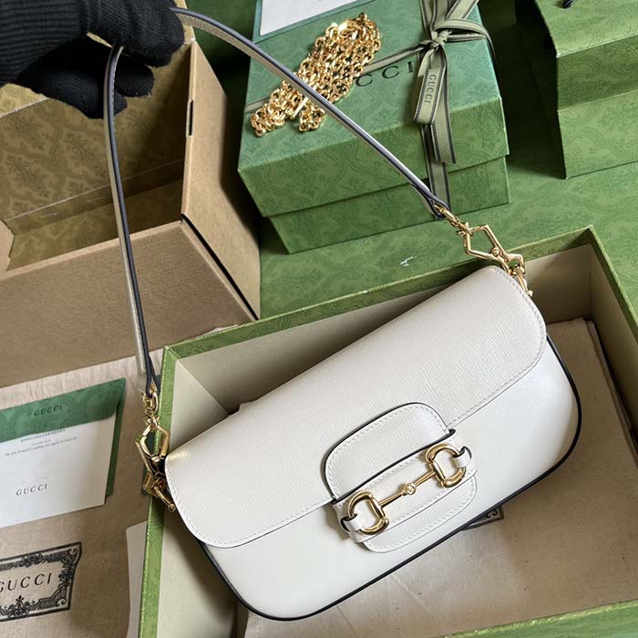 Gucci Women Dionysus Small Shoulder Bag White Leather GG Supreme Canvas
