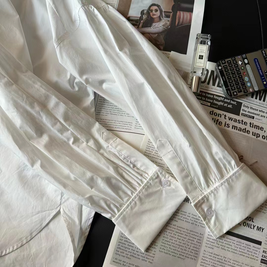 Dior Men CD Blouse White Cotton Poplin Bee Loose Fit Long Sleeves