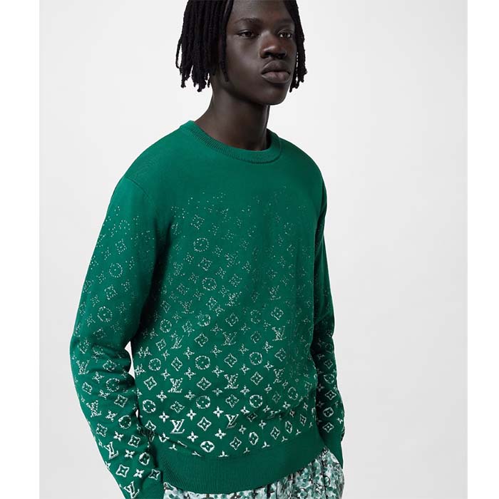 Louis Vuitton Men Monogram Gradient Cotton Crewneck Regular Fit Allover Monogram Gradient Motif