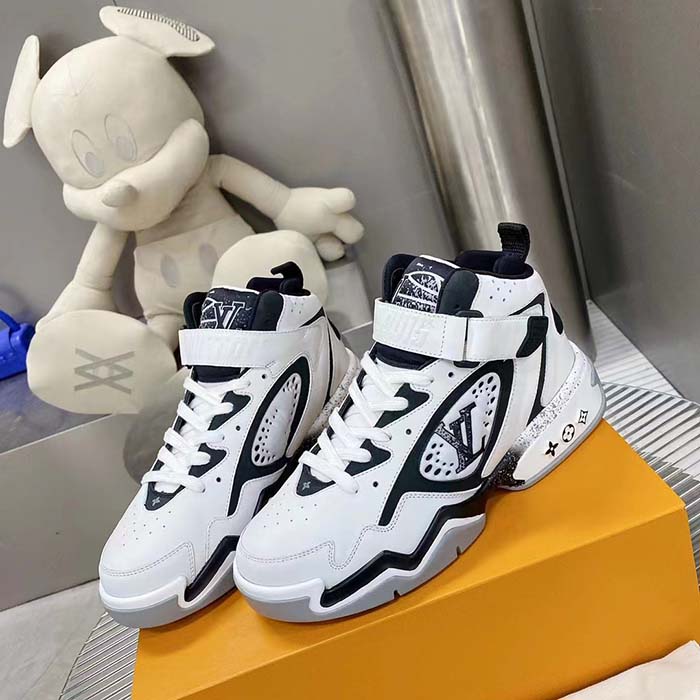 Louis Vuitton LV Unisex Trainer 2.0 Sneaker Boot White Calf Leather Rubber Outsole