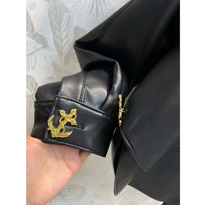 Louis Vuitton LV Women Faux Leather Circle Top PU Polyester Elastane Black Regular Fit