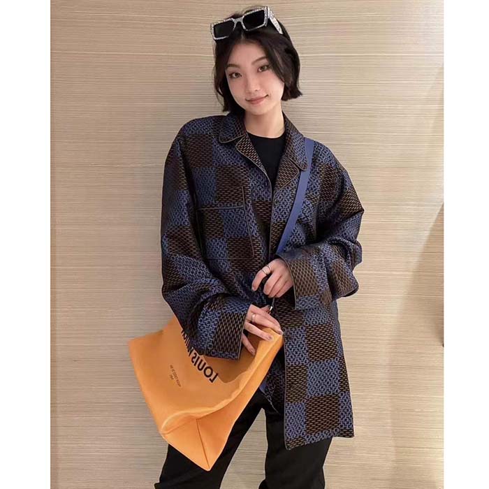 Louis Vuitton Women LV Long-Sleeved Damier Silk Pyjama Shirt Pyjama Fit 1AFJD0