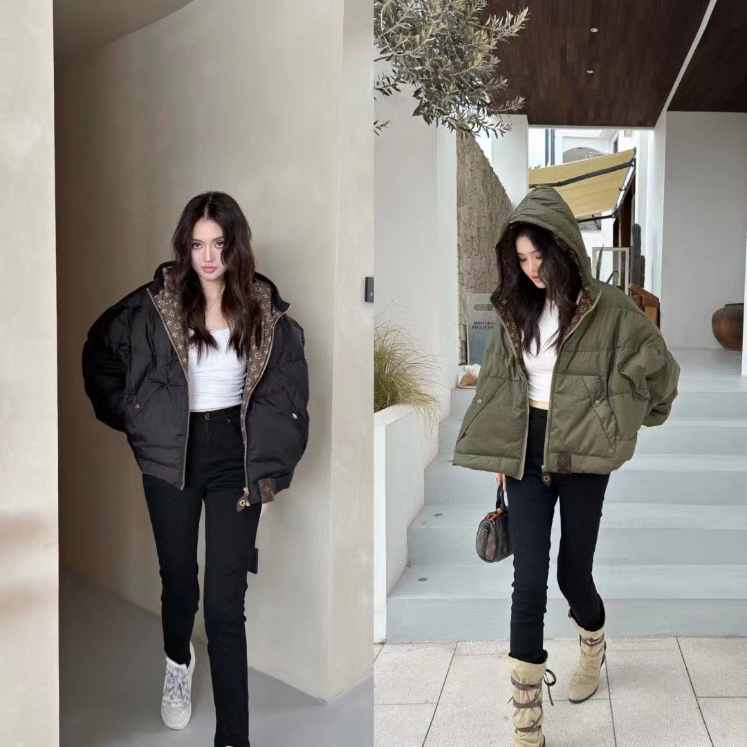 Louis Vuitton LV Women Monogram Accent Pillow Puffer Cape Khaki Regular Fit