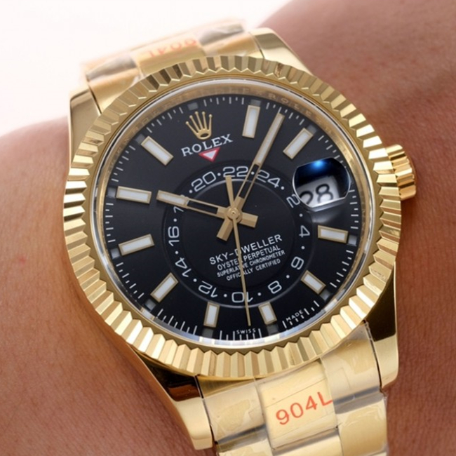 Rolex Sky-Dweller Gold Black Index Dial 42mm