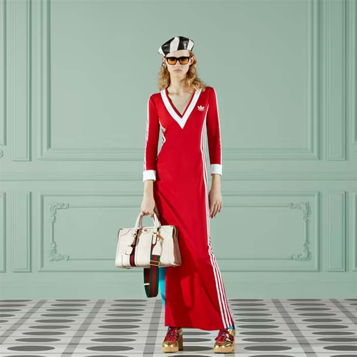 Gucci Unisex GG Bauletto Medium Top Handle Bag White Leather Double G