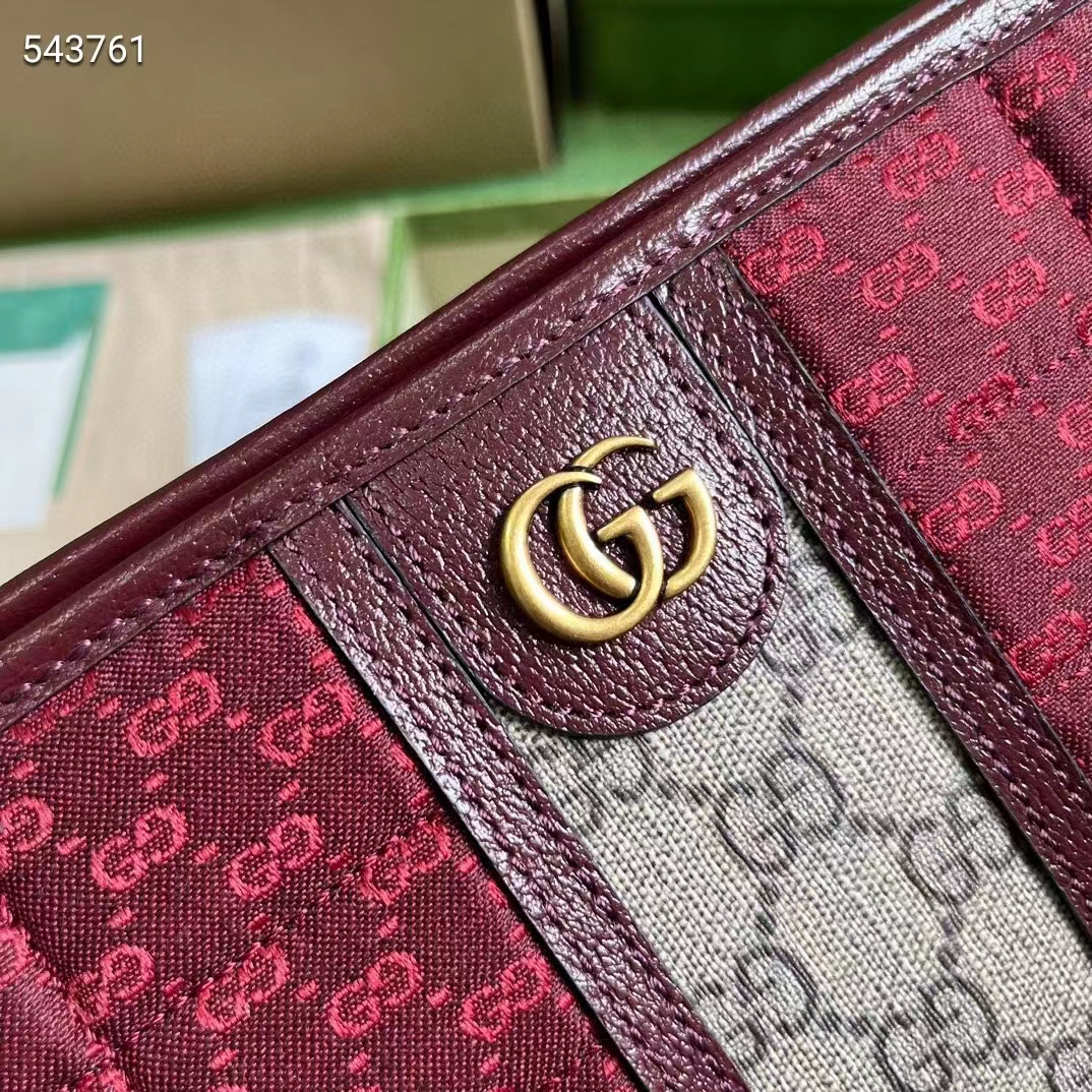 Gucci Unisex Mini GG Canvas Pouch Burgundy Quilted Beige Ebony Supreme