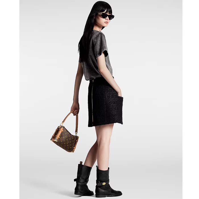 Louis Vuitton LV Women Bateau Neck T-Shirt Cotton Metal Grey Regular Fit