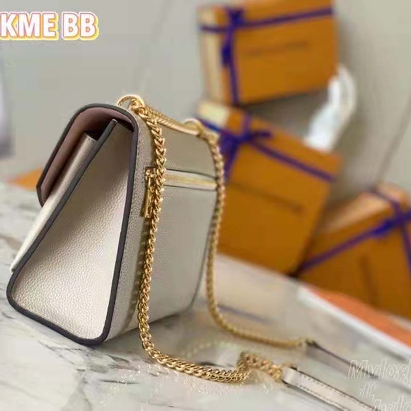 Louis Vuitton LV Women Mylockme Chain Bag Beige Soft Grained Calfskin Turn Lock