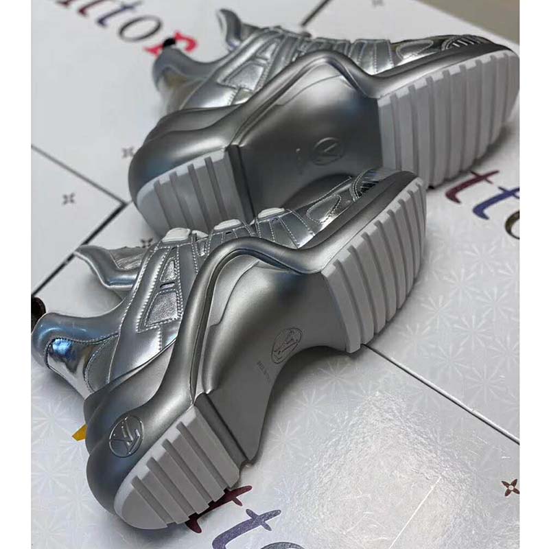 Louis Vuitton LV Women LV Archlight Sneaker in Leather and Technical Fabrics-Silver