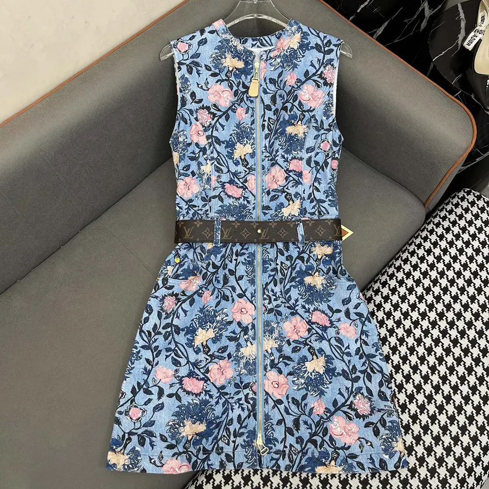 Louis Vuitton Women Floral Vine Zip-Up Dress 1AHHZ2