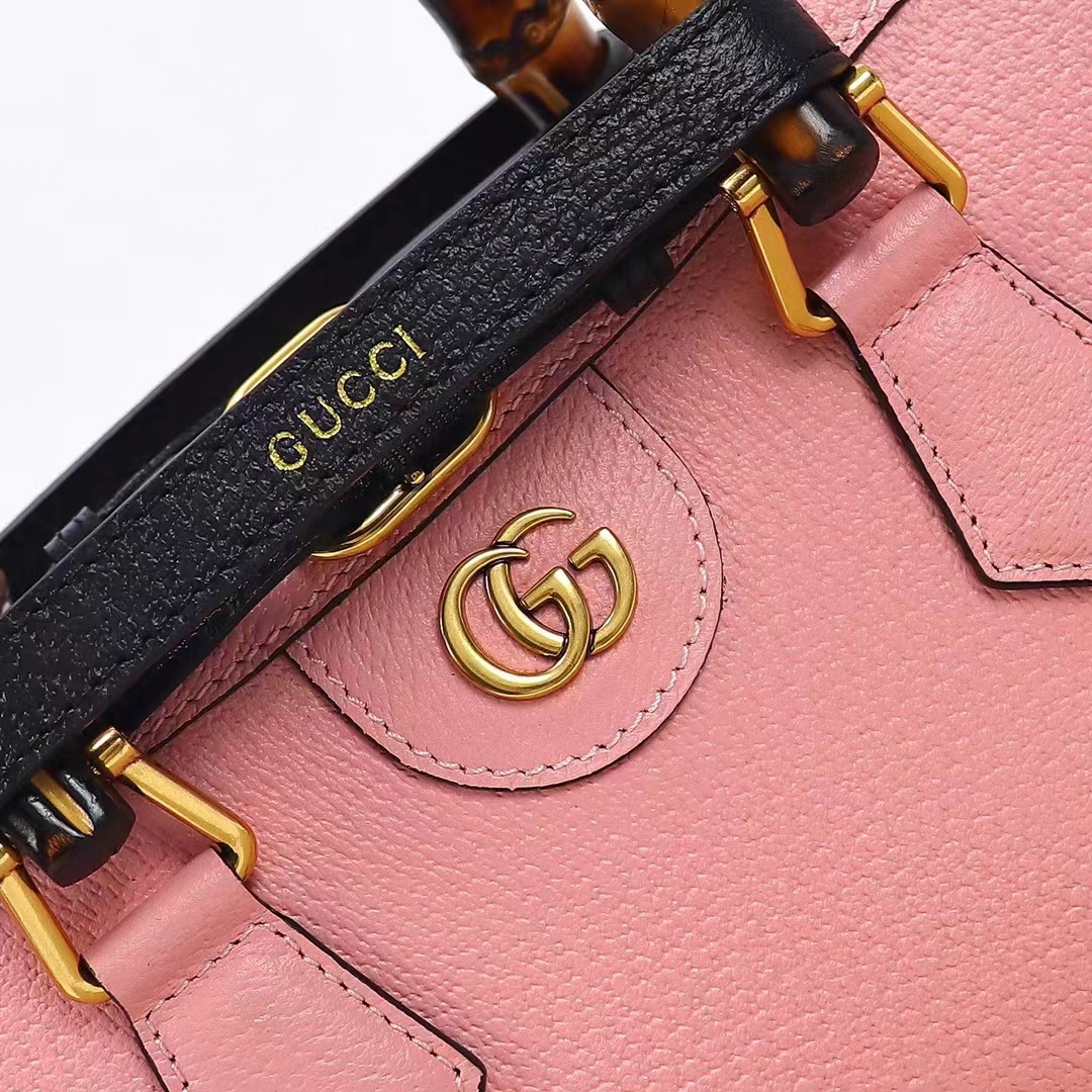 Gucci Women GG Diana Small Shoulder Bag Pink Leather Double G