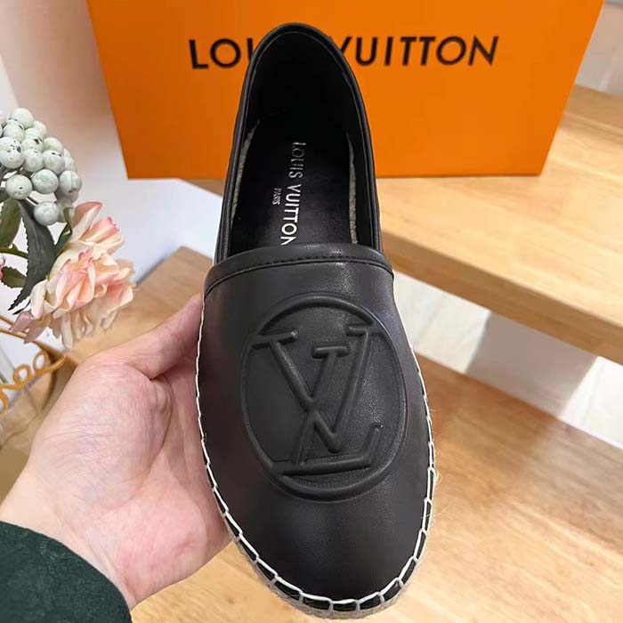 Louis Vuitton LV Women Starboard Flat Espadrille Black Lamb Leather Rubber