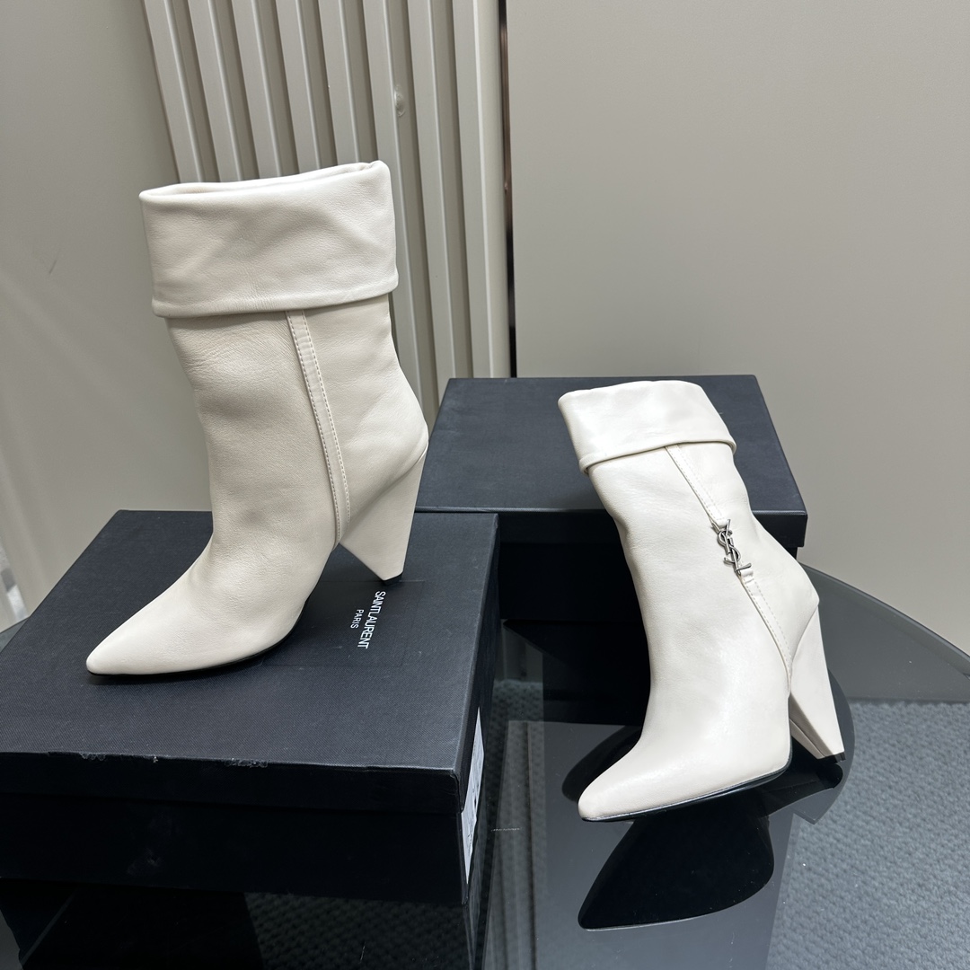 Y New Side Zipper High Heel Ankle Boots 0424111501