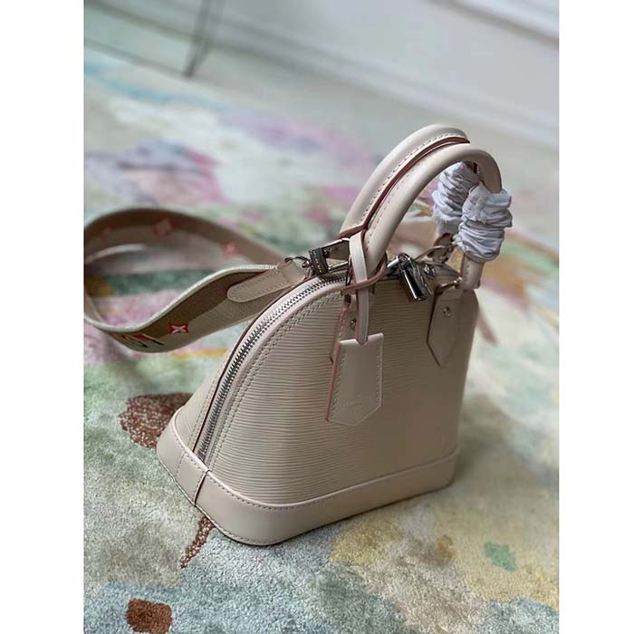 Louis Vuitton LV Women Alma BB Handbag Quartz White Epi Grained Cowhide Leather