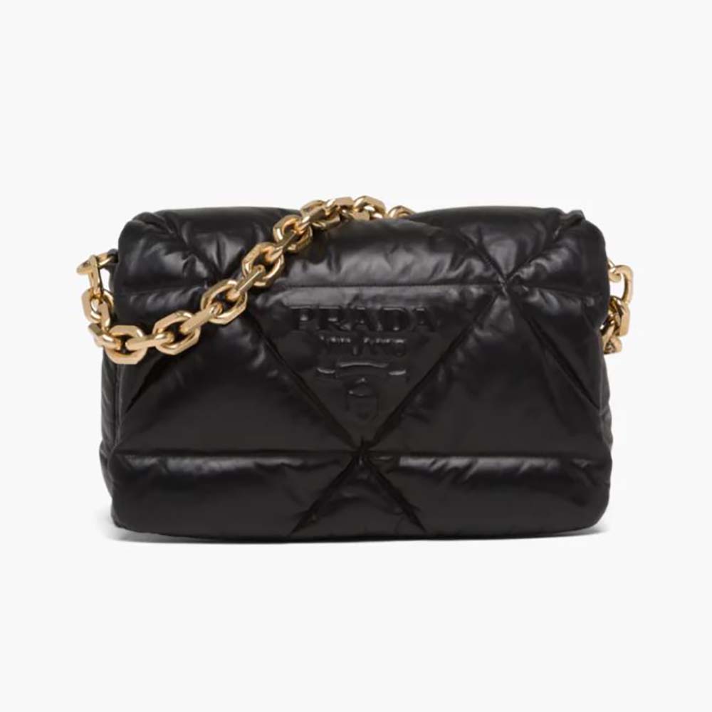 Prada Women Padded Nappa Leather Shoulder Bag-Black
