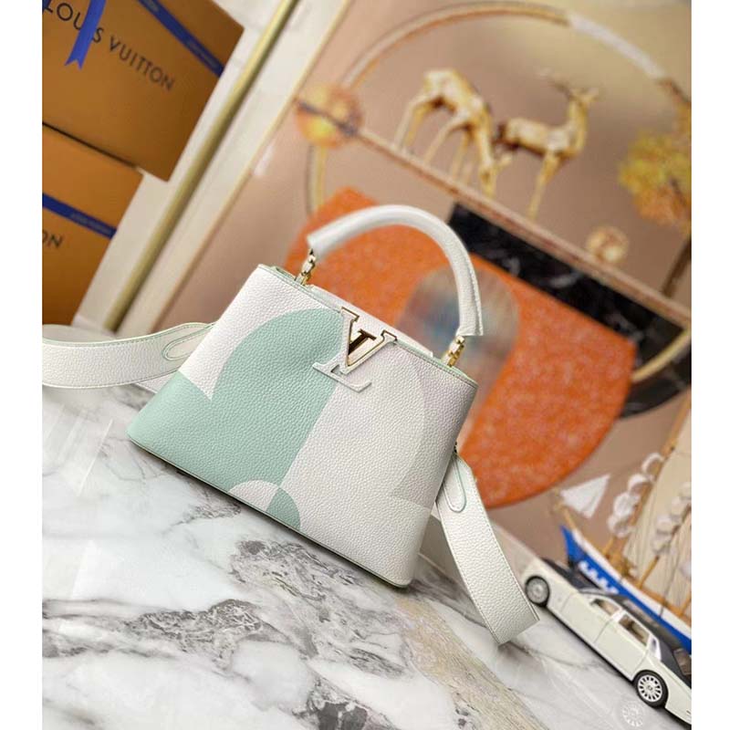 Louis Vuitton LV Women Capucines BB Jade White Taurillon Cowhide Leather