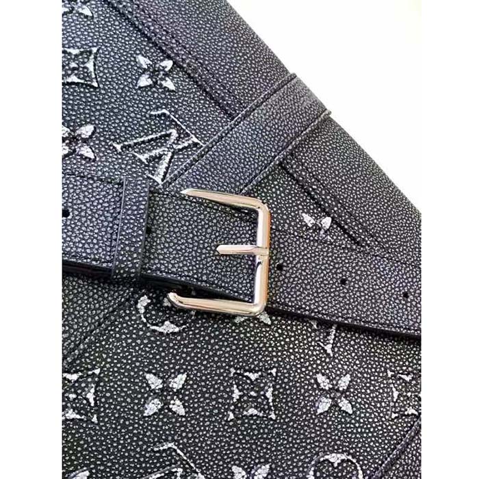 Louis Vuitton LV Unisex Tote Journey Carryall Bag Black Charcoal Cowhide Leather