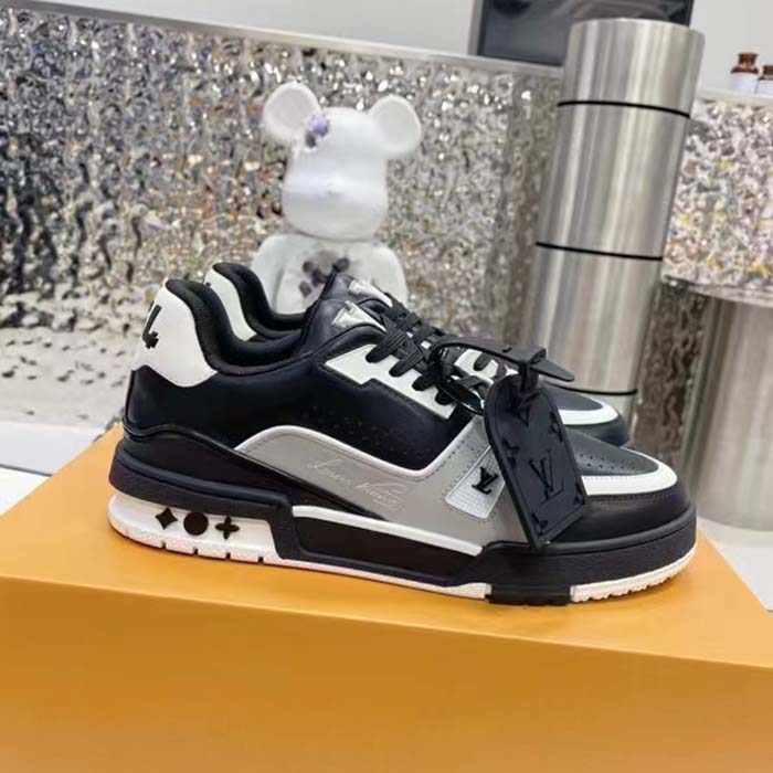 Louis Vuitton LV Unisex Trainer Sneaker Black Mix Materials Monogram Flowers