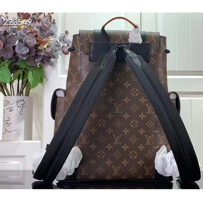 Louis Vuitton LV Unisex Christopher MM Backpack Radiant Sun Monogram Macassar Coated Canvas