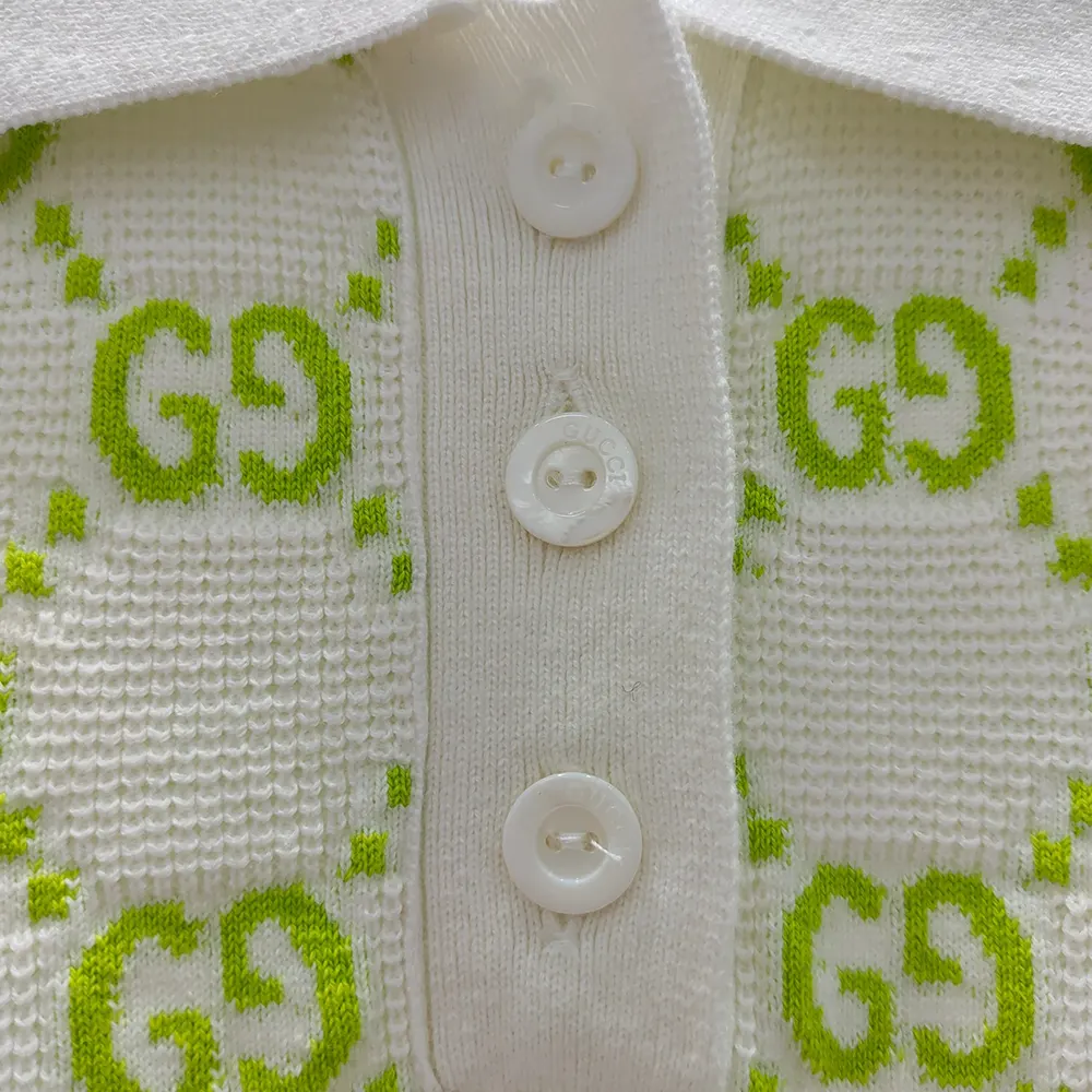 Gucci Women Cotton Polo Dress with GG Intarsia 788764XKD1R9172