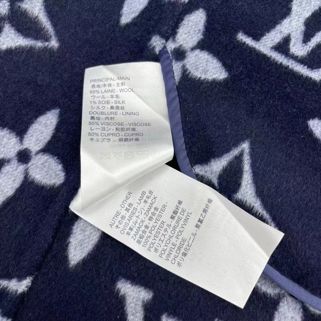 Louis Vuitton LV Women Signature Hooded Wrap Coat Wool Silk Night Blue Regular Fit