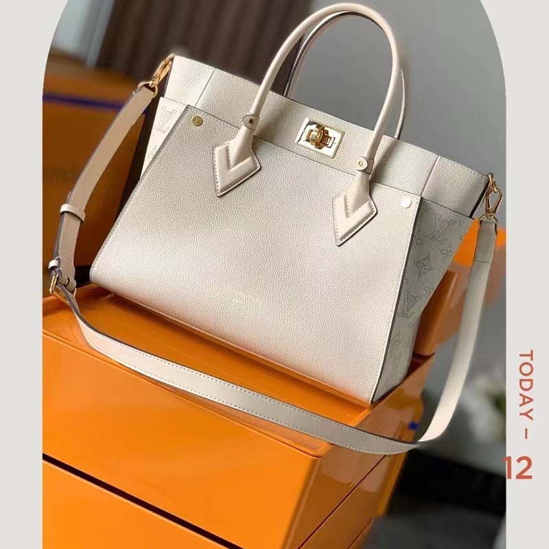 Louis Vuitton LV Women On My Side PM Tote Bag Beige Perforated Calf Leather