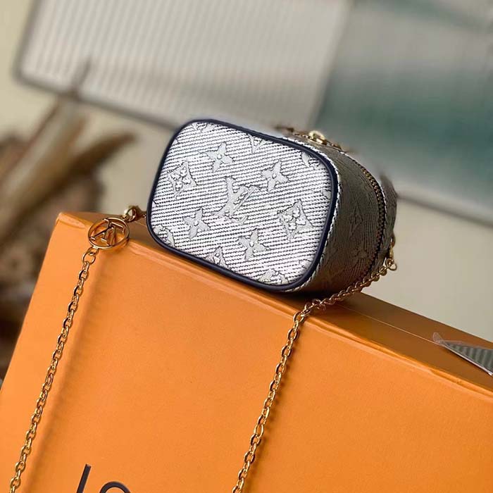 Louis Vuitton LV Women Micro Vanity Blue Monoglam Coated Canvas Microfiber Lining