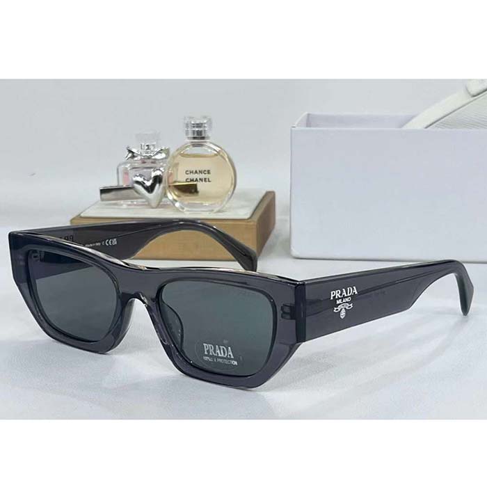 Prada Unisex Sunglasses Prada Logo Frame Compatible Graduated Lenses Black Standard Fit