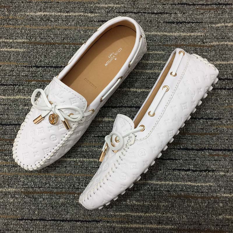 Louis Vuitton Unisex LV Arizona Moccasin White Monogram Canvas Tubular Construction