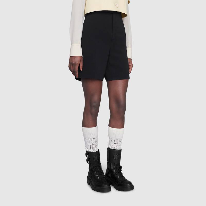 Gucci GG Women’s Boot with Interlocking G Black Chevron Matelassè Leather